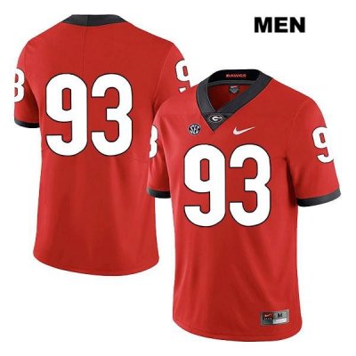 Men's Georgia Bulldogs NCAA #93 Bill Rubright Nike Stitched Red Legend Authentic No Name College Football Jersey YUC1554AF
